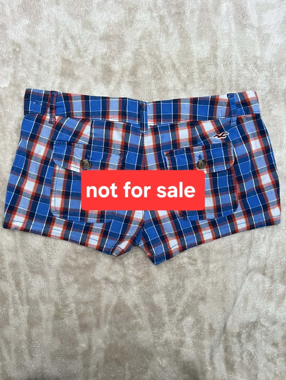 NOT FOR SALE 🌊 Vintage Y2K Hollister Blue Madras Plaid Low-Rise Shorts – Size 0